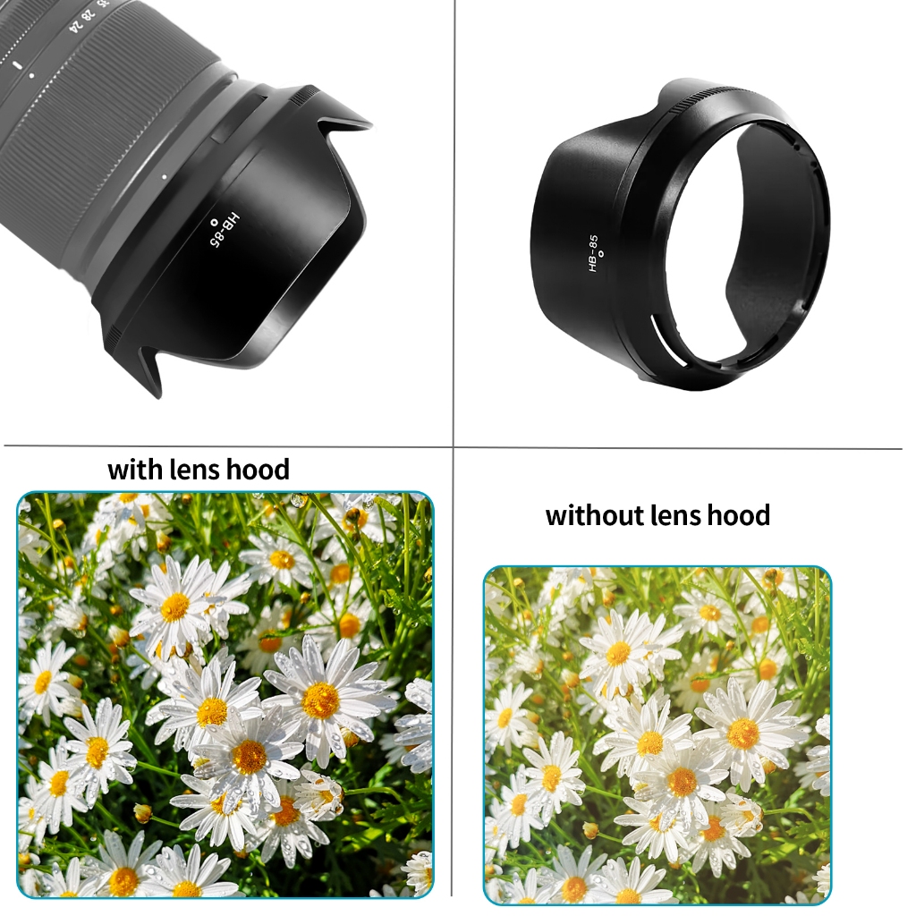 HB-85 เลนส์ฮูด Bayonet เลนส์กล้องสําหรับ Nikon Nikkor Z-24-70mm f 4-S HB-85