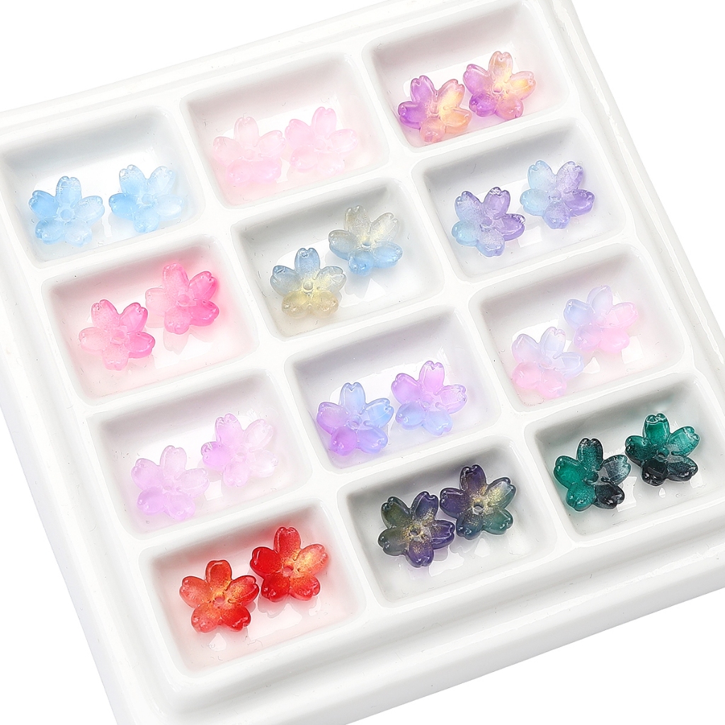 [11ม] 10ชิ้นแก้วดอกซากุระลูกปัดสามมิติลูกปัดดอกไม้ ทําเอง ทําสร้อยข้อมือดอกซากุระสร้อยคอเชอร์รี่ - รูปที่ 3