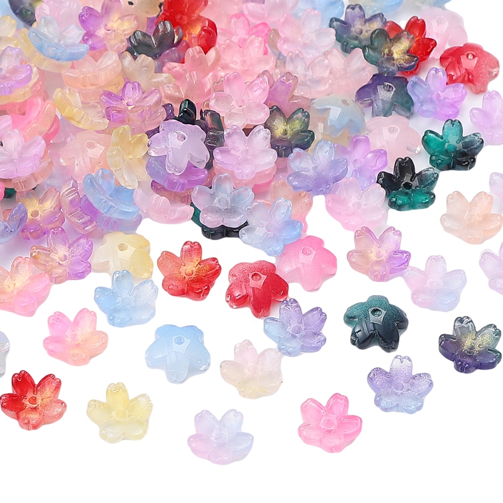 [11ม] 10ชิ้นแก้วดอกซากุระลูกปัดสามมิติลูกปัดดอกไม้ ทําเอง ทําสร้อยข้อมือดอกซากุระสร้อยคอเชอร์รี่ - รูปที่ 4
