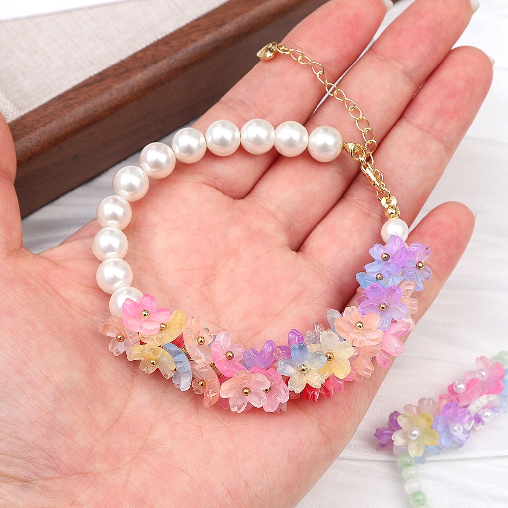 [11ม] 10ชิ้นแก้วดอกซากุระลูกปัดสามมิติลูกปัดดอกไม้ ทําเอง ทําสร้อยข้อมือดอกซากุระสร้อยคอเชอร์รี่ - รูปที่ 5