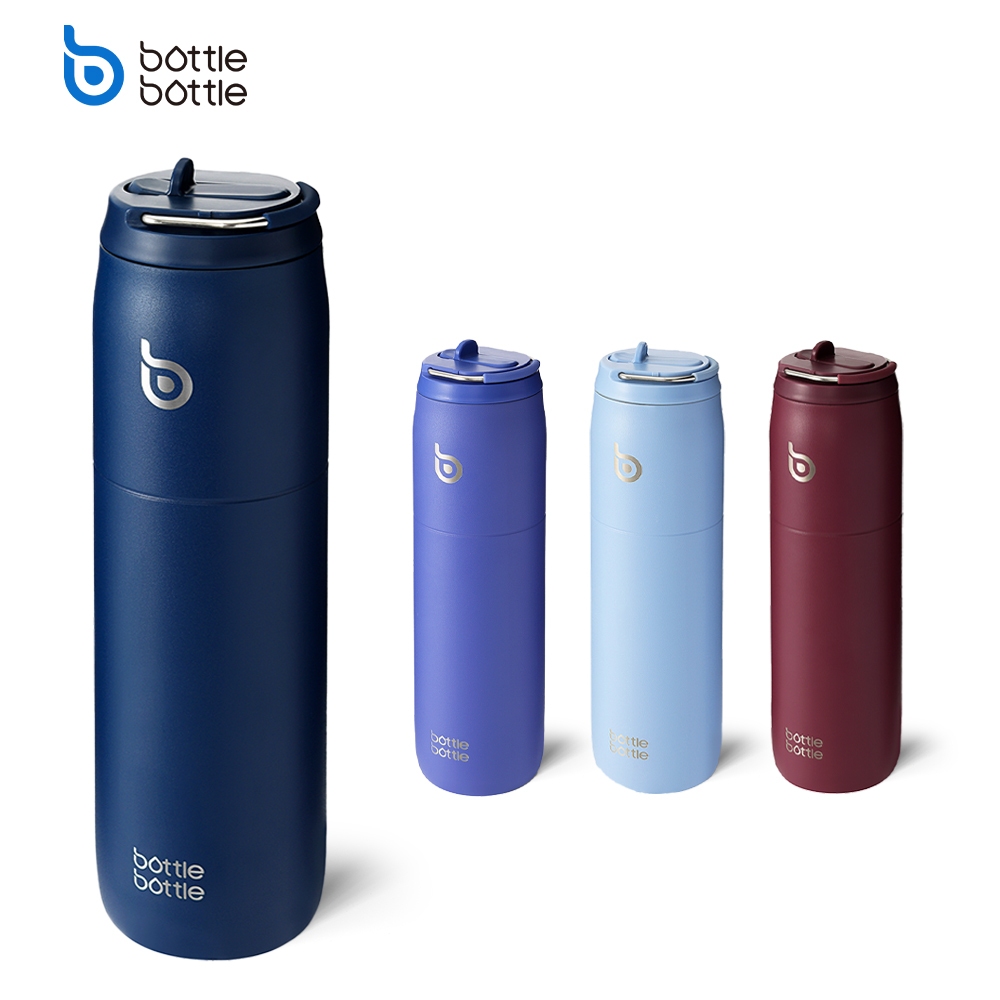Bottle Bottle ขวดน้ํา 32 ออนซ์ พร้อมฝาปิด แบบสองชั้น และหลอดดูด สองชั้น เหมาะกับผู้หญิง และผู้ชาย พร้อมที่จับสเตนเลส