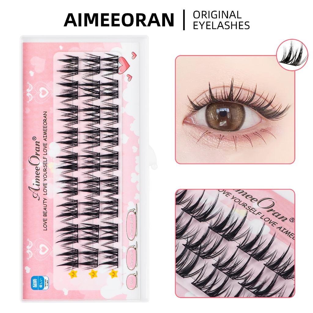 [ใหม่] Aimeeoran คลัสเตอร์ต่อขนตาสองชั้น ลายดอกไม้ ใช้ซ้ําได้ สําหรับต่อขนตา DIY