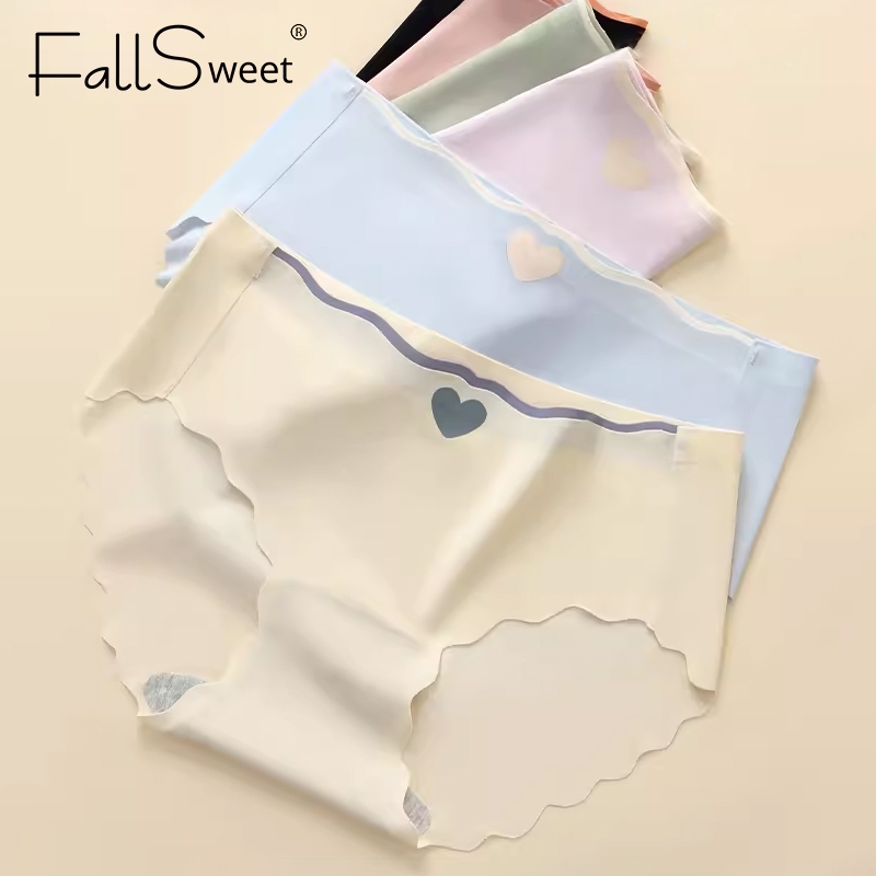 Fallsweet กางเกงชั้นใน ผ้าเรยอน ไร้รอยต่อ น่ารัก สบาย เอวกลาง ชุดชั้นใน ฤดูร้อน สําหรับเด็กผู้หญิง