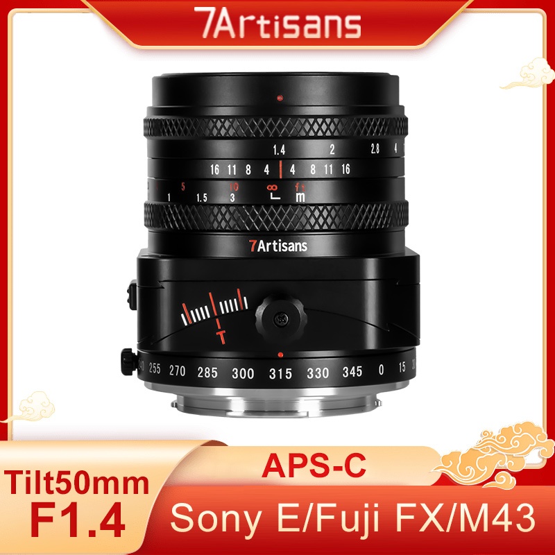 7Artisans 50mm F1.4 Tilt MF APS-C กรอบ Prime เลนส์รูรับแสงขนาดใหญ่สําหรับ Fujifilm Sony E M43 Panaso