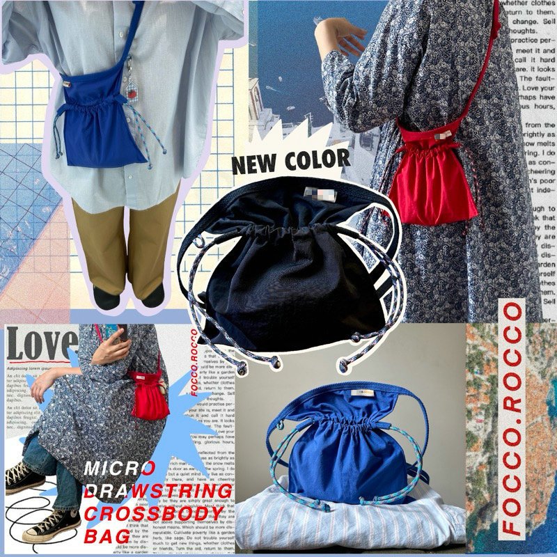 Facco Rocco Drawstring Crossbody Bag การออกแบบที่ไม่ซ้ํากันสไตล์ผ้ากันเปื้อนกระเป๋าเดินทางไหล่เดียว