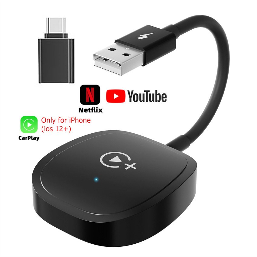 Wireless Carplay Adapter กล่องอัจฉริยะพร้อม NetfIix/YouTube สําหรับ iPhone Wired Carplay เป็นไร้สาย