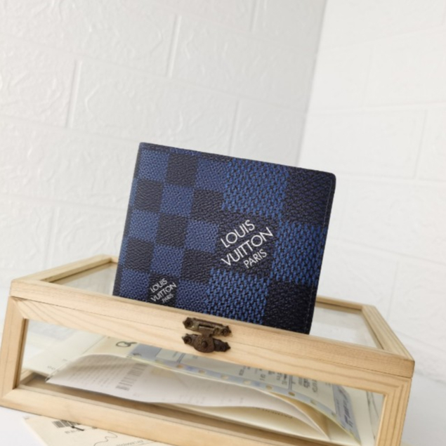 Louis Vuitton กระเป๋าสตางค์ หนังแท้ ใบสั้น สําหรับผู้ชาย (พร้อมกล่อง)