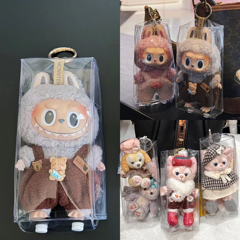 Labubu Macaron V2 กระเป๋าออแกไนเซอร์ กระเป๋าเก็บตุ๊กตา ป้องกันฝุ่น สีใส Popmart