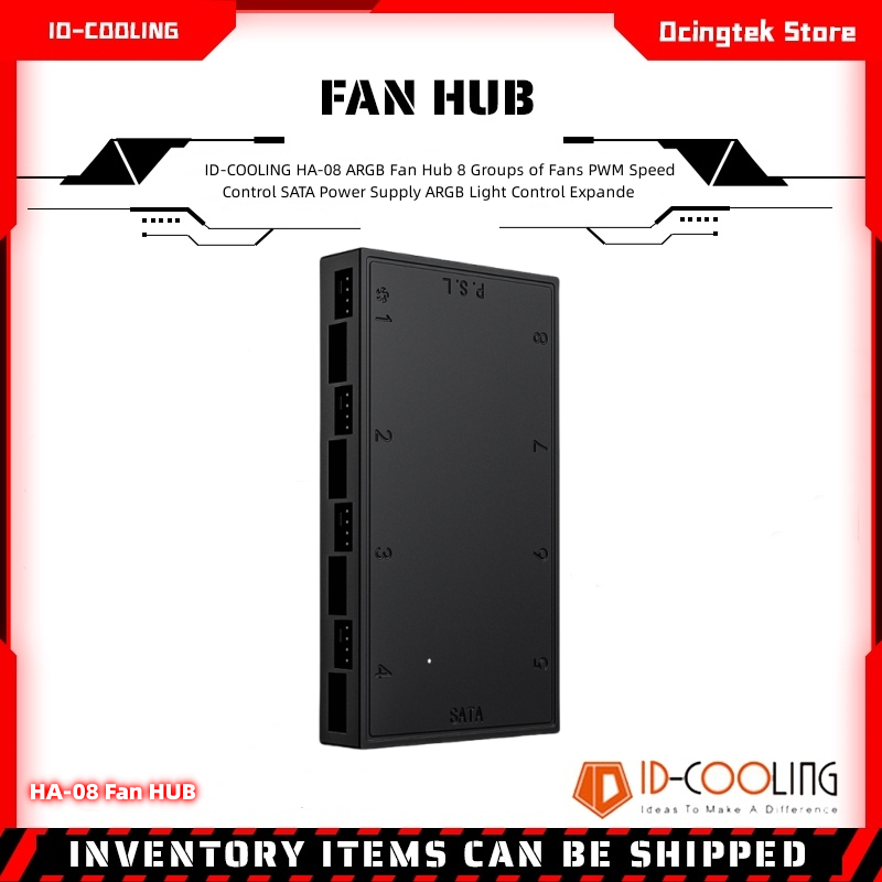 Id-cooling HA-08 ARGB ฮับพัดลม 8 กลุ่ม PWM ควบคุมความเร็ว พาวเวอร์ซัพพลาย SATA ARGB ควบคุมไฟ