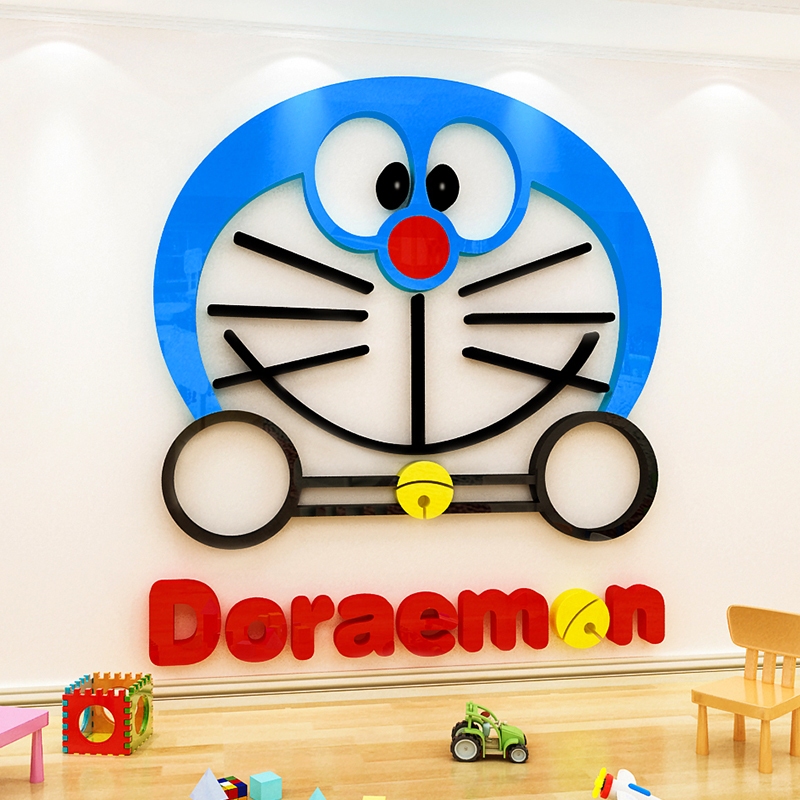 โดราเอมอนทิงเกอร์เบลล์แมวการ์ตูนสติ๊กเกอร์ห้องเด็ก 3D อะคริลิคสติกเกอร์ผนังสามมิติโรงเรียนอนุบาลตกแต่งผนัง