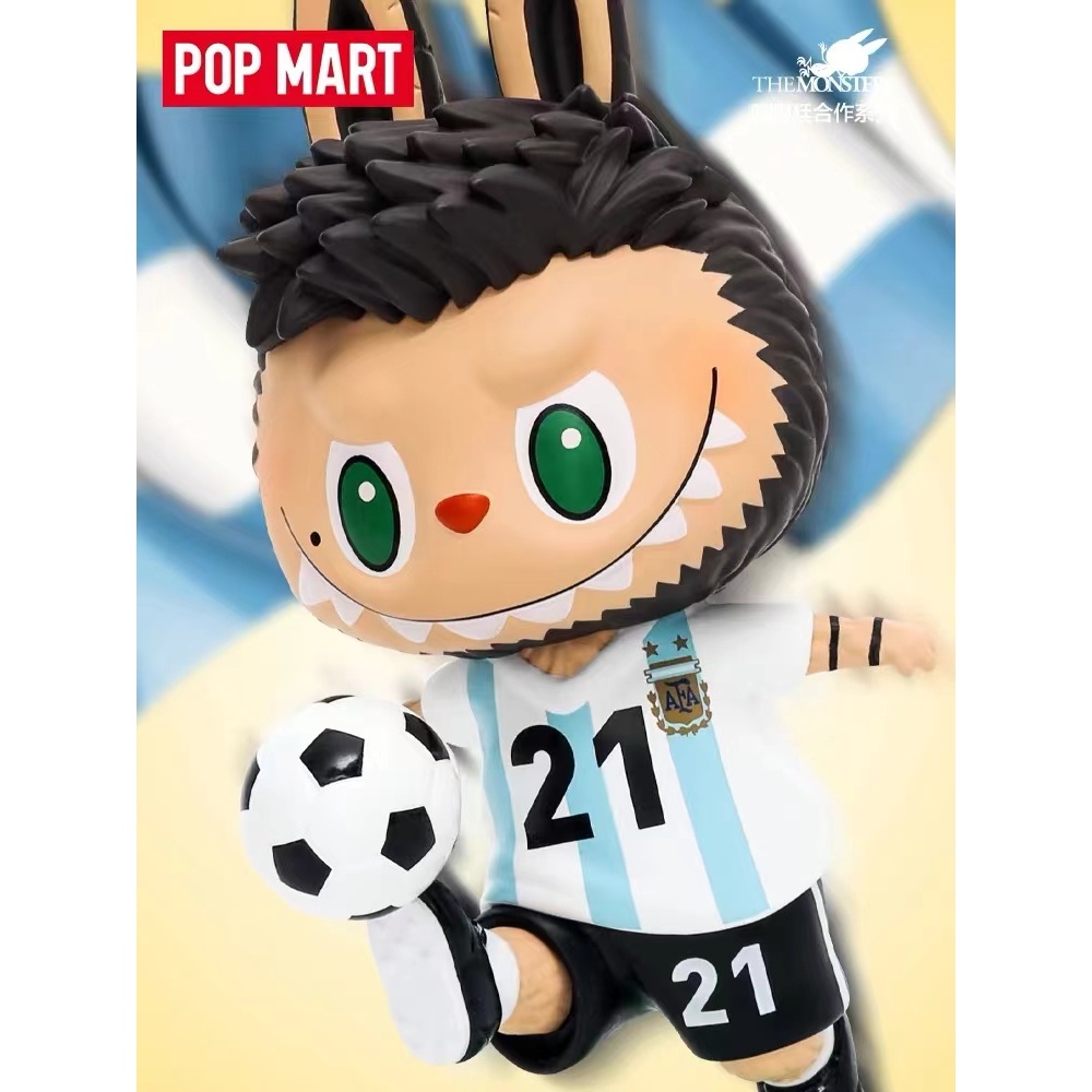 Labubu Argentina กล่องสุ่ม รูปฟุตบอล POPMART Bubble Matabab ของเล่นสําหรับเด็กผู้ชาย