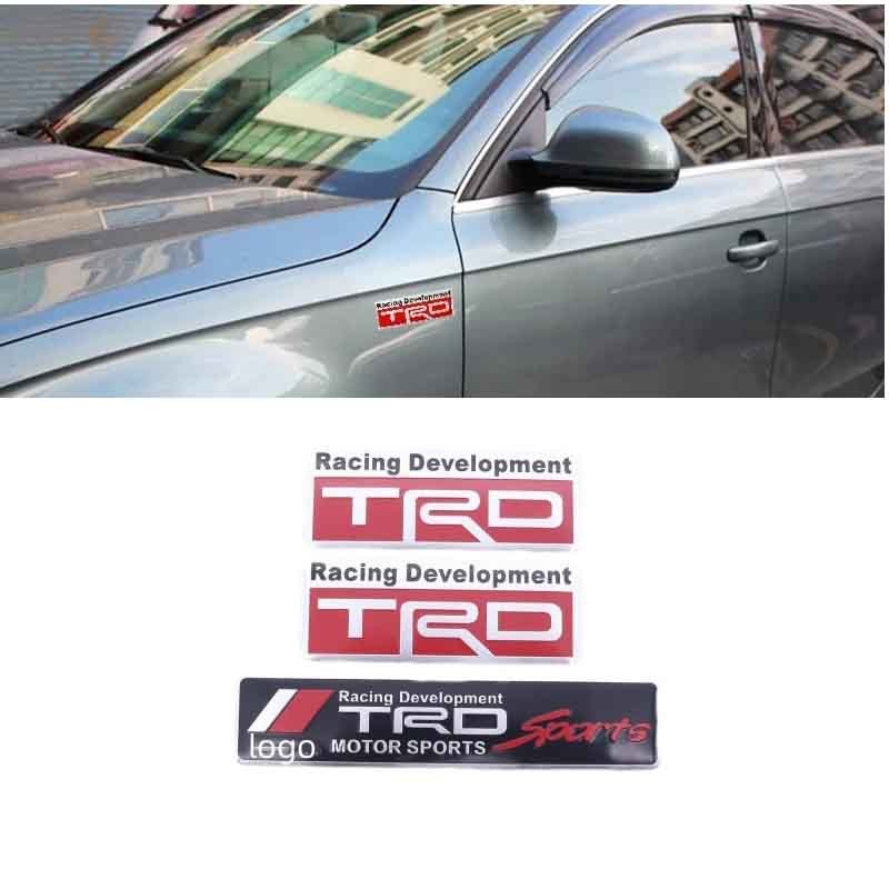 สติกเกอร์โลหะ ลายตราสัญลักษณ์ TRD 3D สําหรับติดตกแต่งประตูท้ายรถยนต์ Toyota Racing