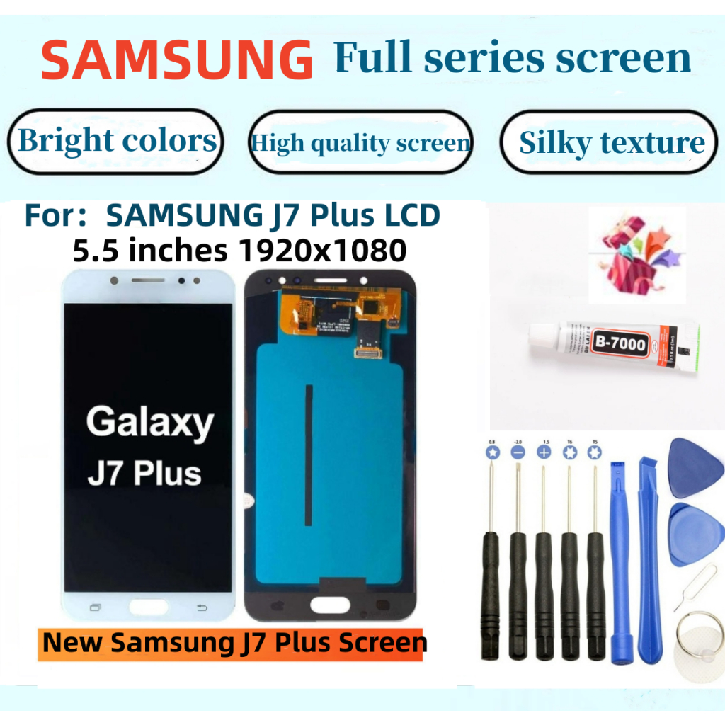 ใหม่ หน้าจอสัมผัส สําหรับ SAMSUNG J7 Plus LCD Galaxy J7+SM-C710/C8