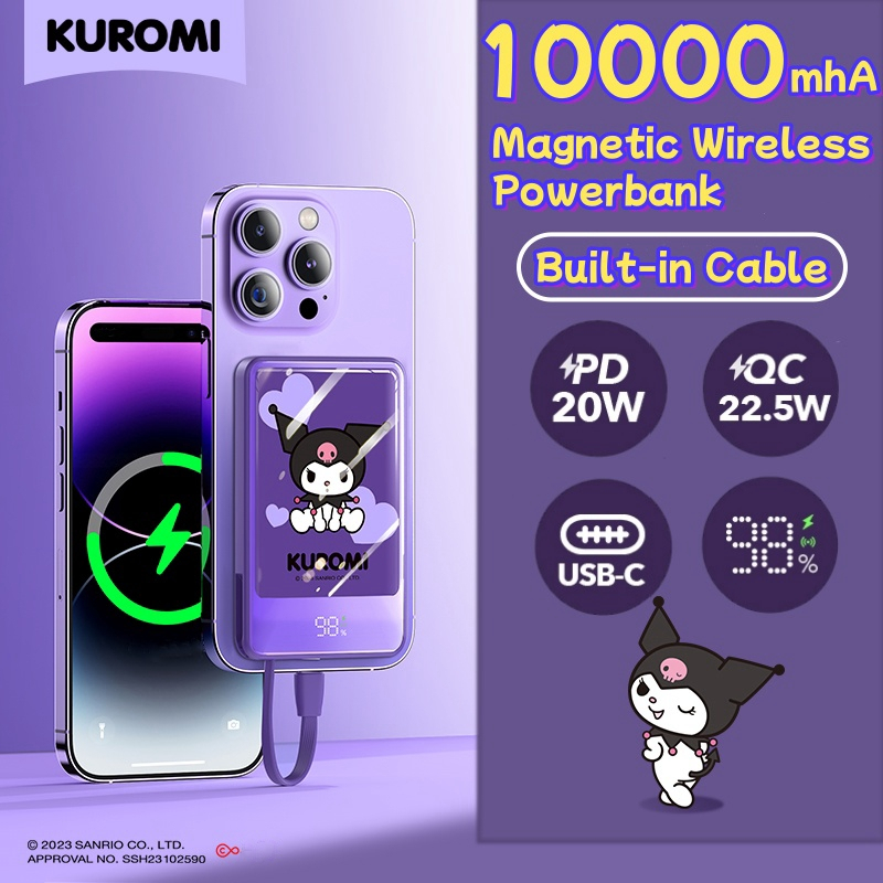 Sanrio Kuromi/Pochacco/Melody/Cinnamoroll CD-62 พาวเวอร์แบงค์ไร้สาย แม่เหล็ก 10000mAh PD 20W แบตสำรองไร้สาย PowerBank พาวเวอร์แบงค์ Wireless ของขวัญ