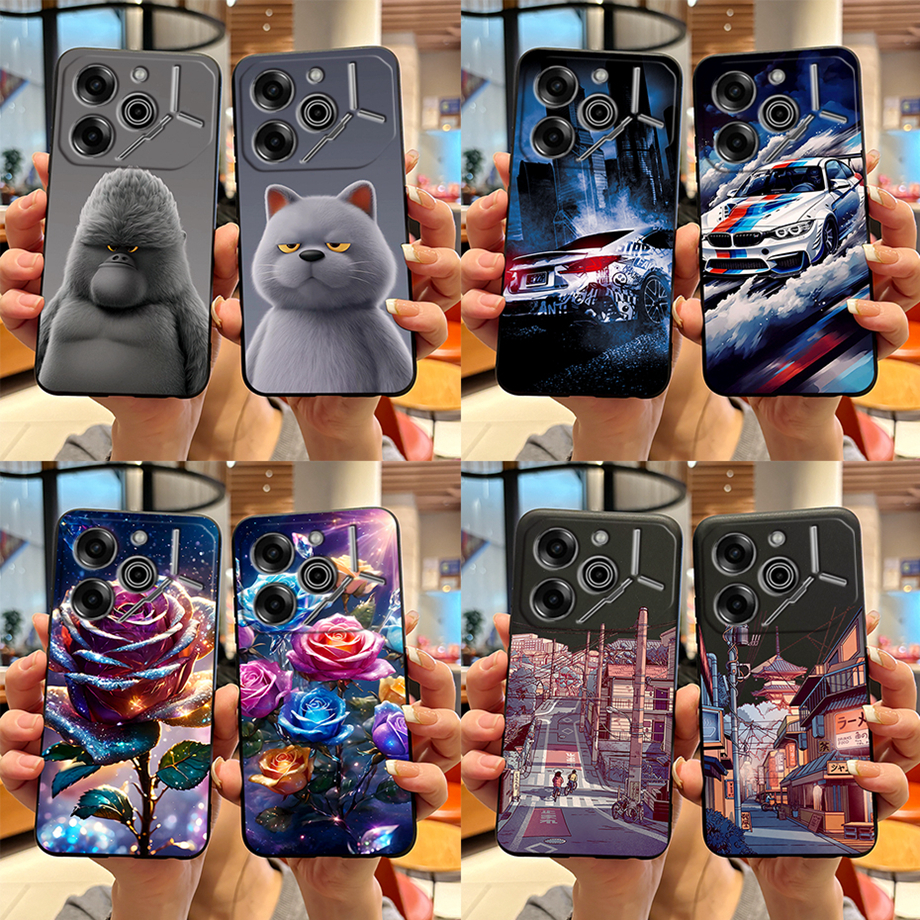 เคสโทรศัพท์มือถือ ซิลิโคนนิ่ม ผิวด้าน สีดํา สําหรับ Tecno