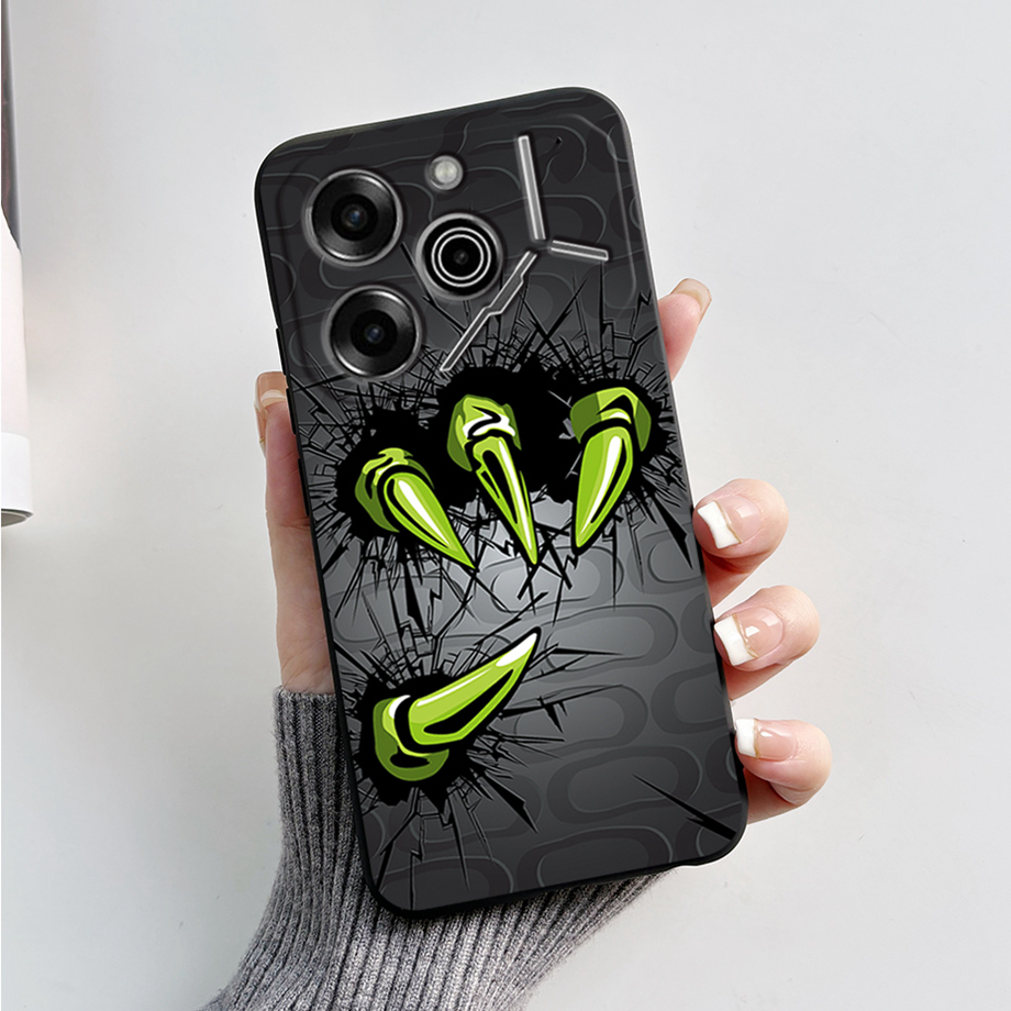 เคสโทรศัพท์มือถือ ซิลิโคนนิ่ม ผิวด้าน สีดํา สําหรับ Tecno รูปที่ 2