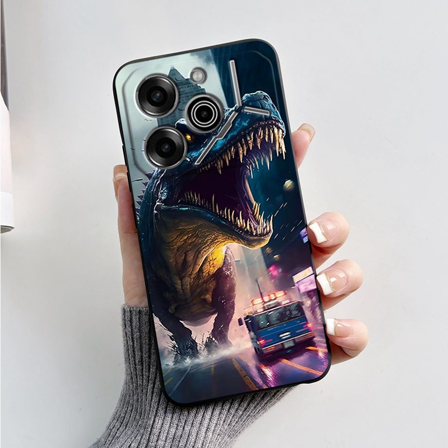 เคสโทรศัพท์มือถือ ซิลิโคนนิ่ม ผิวด้าน สีดํา สําหรับ Tecno รูปที่ 3