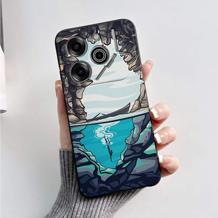 เคสโทรศัพท์มือถือ ซิลิโคนนิ่ม ผิวด้าน สีดํา สําหรับ Tecno รูปที่ 5