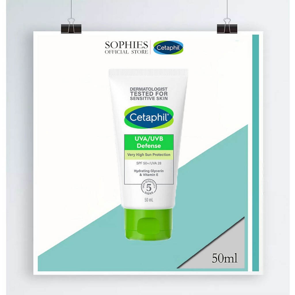 Cetaphil UVA/UVB Defense SPF50+sunscreen 50 ml.  ครีมกันแดด