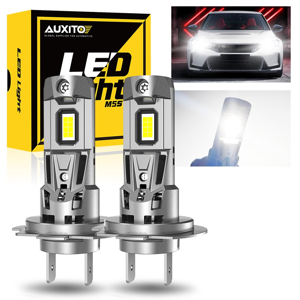 Auxito หลอดไฟหน้า LED 22000LM 120W H7 สว่างขึ้น 600% ไม่ต้องใช้อะแดปเตอร์ปลั๊ก และพัดลมในตัว 2 ชิ้น