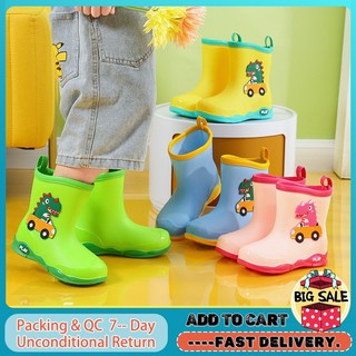 Rain Boots for Kids Cute Dinosaur Anti-Slip and Water-Proof Student Rain Boots