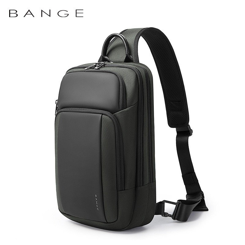 Bange ใหม่ กระเป๋าคาดอก กระเป๋าสะพายไหล่ กระเป๋าเมสเซนเจอร์ ใบสั้น 8 นิ้ว กันน้ํา แบบพกพา สําหรับผู้ชาย เดินทาง