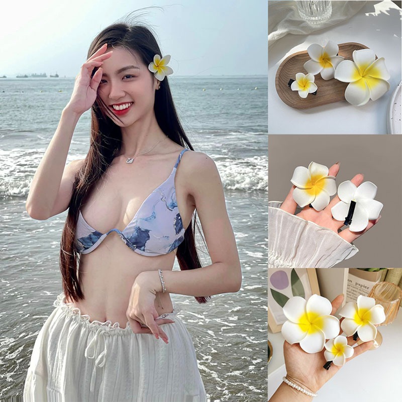 กิ๊บติดผม กิ๊บดอกไม้ กิ๊บติดผมหน้าม้า กิ๊บปากเป็ด ชายหาด ริมทะเลจําลอง Frangipani กิ๊บหนีบผมแฟชั่น เครื่องประดับผม
