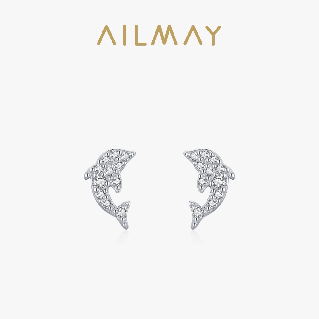 Ailmay ของแท้ ต่างหูสตั๊ด เงินแท้ 925 รูปปลาโลมาน่ารัก ป้องกันอาการแพ้ เครื่องประดับ สําหรับผู้หญิง