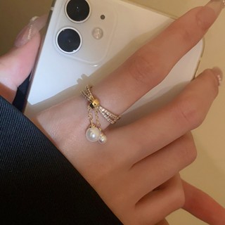 DREJEW แหวนทอง 18K ประดับมุก เพทาย สองชั้น เครื่องประดับ สํา…