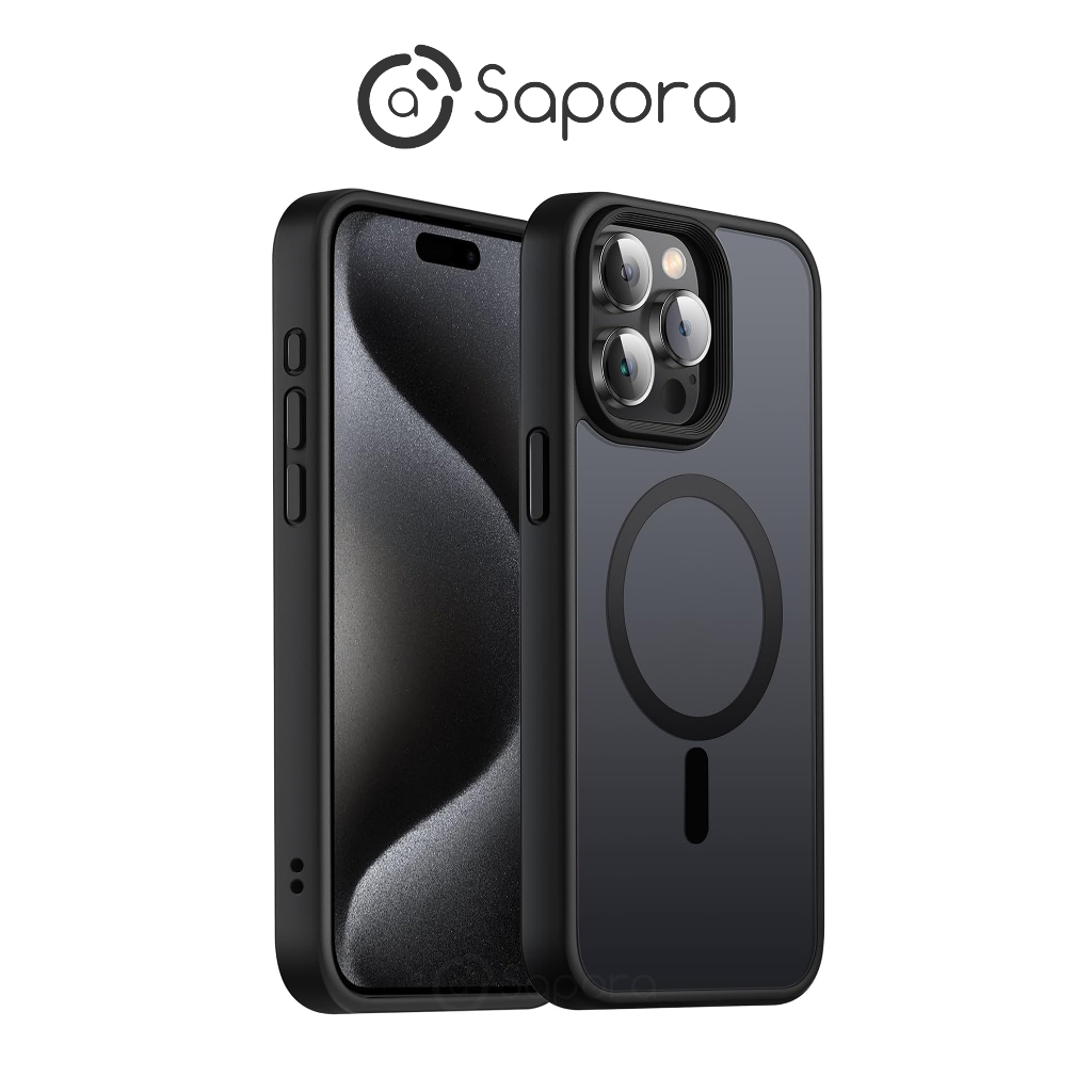 Sapora Magnetic Matte Case For iPhone 15 Pro Max 14 Pro Max 13 Pro Max 12 Pro Max 15 Plus 14 Plus เคสแม่เหล็กกันกระแทก กรณีที่ชัดเจน เคสกันกระแทก โปร่งใสบางฝาครอบกันกระแทกระดับทหารป้องกันโทรศัพท์ปลอกกันชน