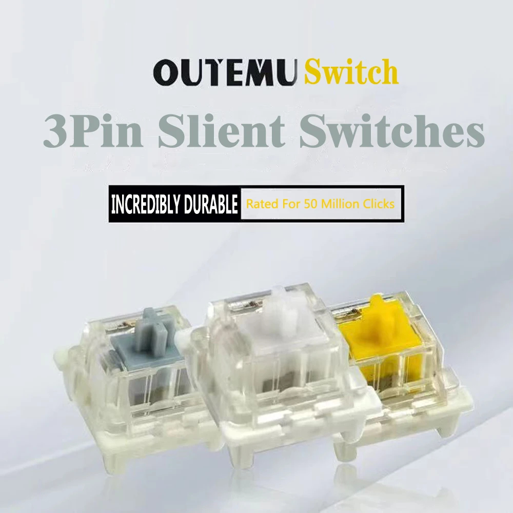 Outemu สวิตช์คีย์บอร์ดเล่นเกม 3Pin RGB เสียงเงียบ สีเทา ขาว เหลือง DIY