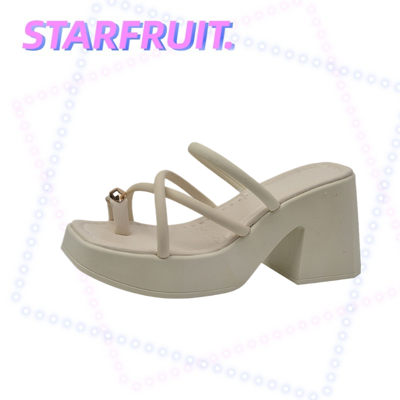 STARFRUIT รองเท้าแตะส้นสูง แต่งสายรัดข้อเท้า เข้ากับทุกการแต่งกาย สไตล์สตรีท สําหรับผู้หญิง