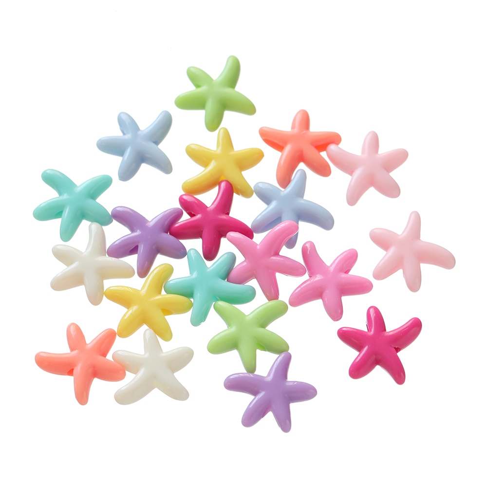 St. kunkka 20-50 ชิ้นอะคริลิคสีทึบปลาดาวลูกปัดสีสัน Ocean Charm ปลาดาวลูกปัดสําหรับ DIY Beading สร้อยข้อมือสร้อยคอต่างหูทํา - รูปที่ 3