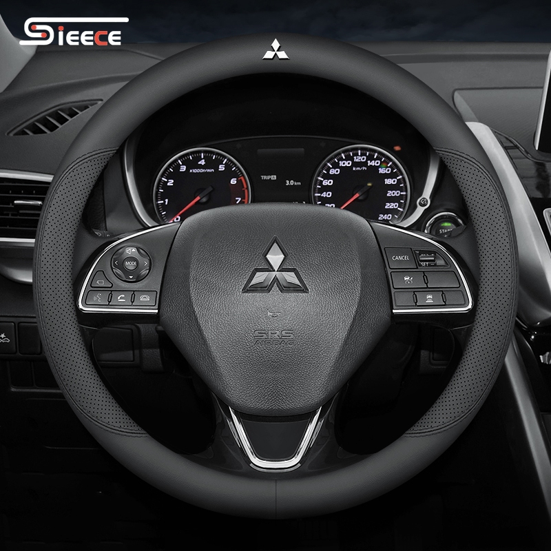 Sieece หนังไมโครไฟเบอร์ ที่หุ้มพวงมาลัยรถยนต์ ระบายอากาศ กันลื่น สําหรับ Mitsubishi Mirage G4 Attrage Strada Triton Lancer