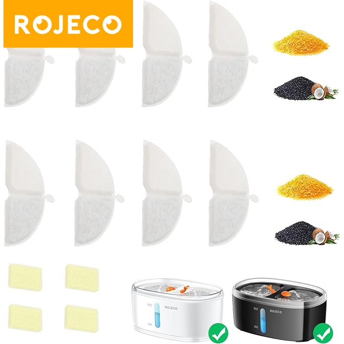Rojeco ไส้กรองน้ําพุ แบบเปลี่ยน สําหรับสัตว์เลี้ยง แมว
