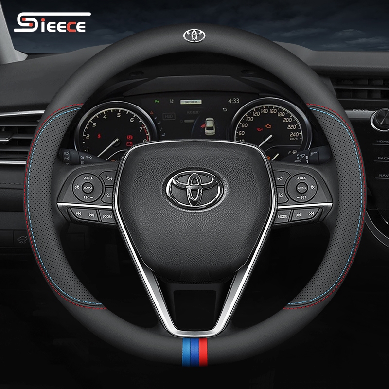 Sieece พวงมาลัยรถยนต์ ระบายอากาศ กันลื่น หนังไมโครไฟเบอร์ สําหรับ Toyota Corolla Wigo Wish Sienta Yaris Altis Fortuner CHR Camry Vios RAV4