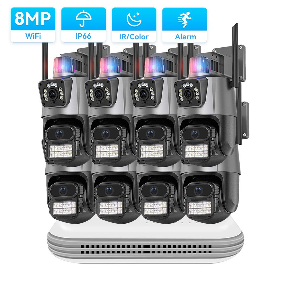 Hamrol 4K 8MP 8CH PTZ Dual Lens WIFI IP Security Camera H.265 Wireless NVR System Color Night Vision CCTV