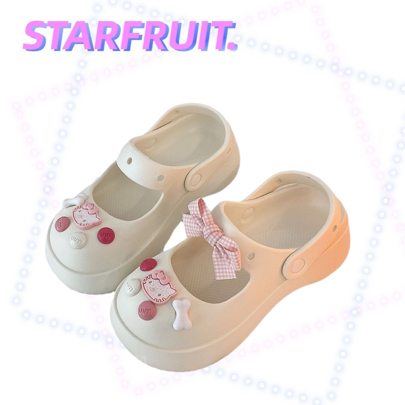 STARFRUIT รองเท้าแตะ พื้นนิ่ม พื้นหนา ป้องกันการลื่น พิมพ์ลายการ์ตูนน่ารัก สําหรับผู้หญิง