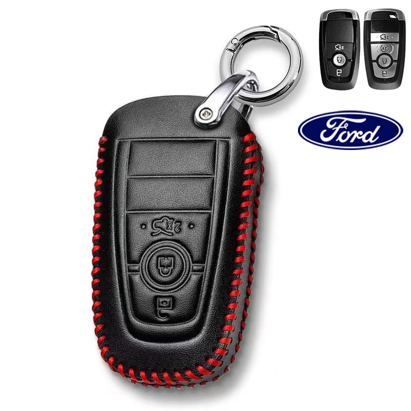 เคสกุญแจรีโมตรถยนต์ หนังวัวแท้ 3/4 ปุ่ม อุปกรณ์เสริม สําหรับ Ford RAPTOR F-150 Next-Gen Everest Next-Gen Ranger