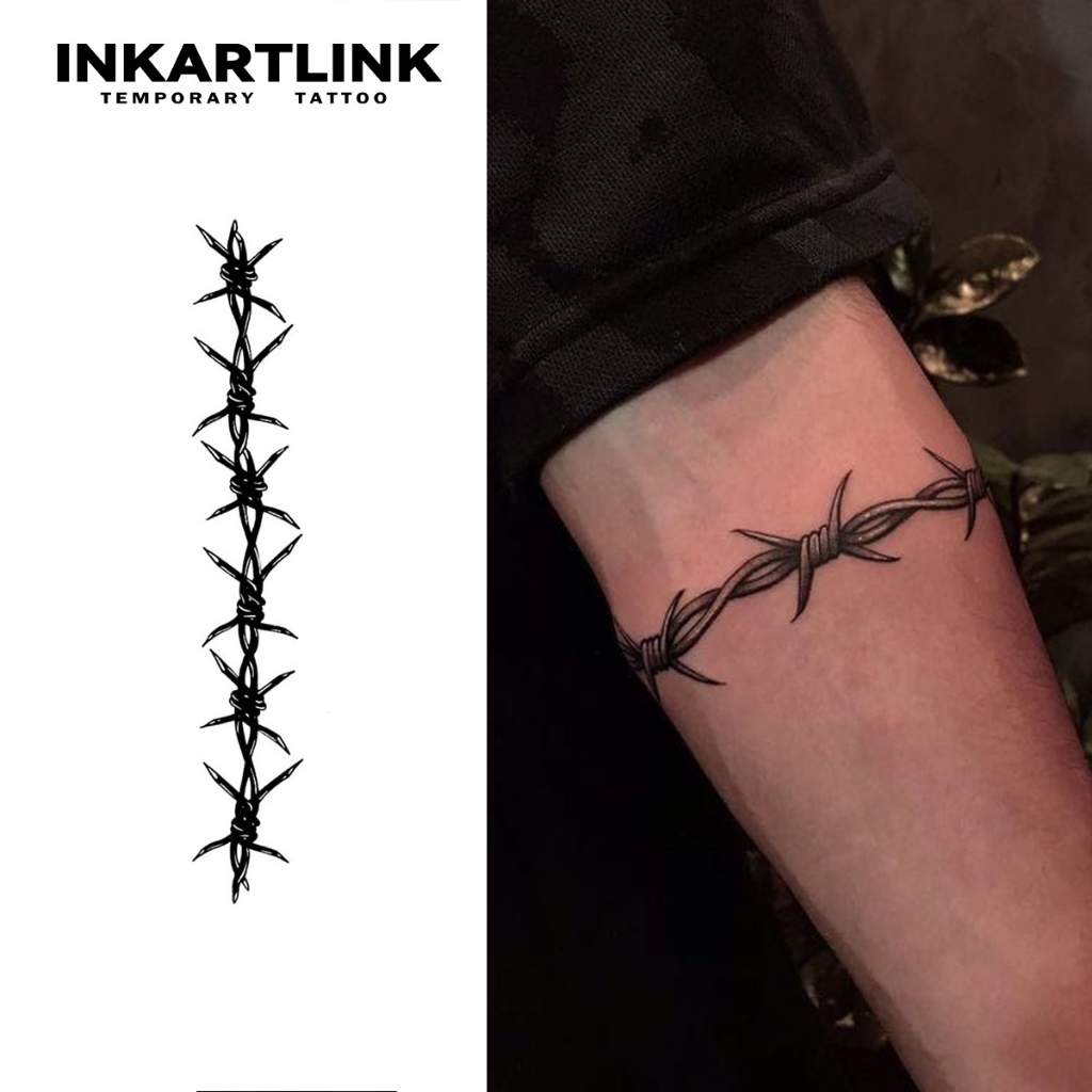 Inkartlink Magic Tattoo สติ๊กเกอร์รอยสักชั่วคราวลายเถาวัลย์หนาม กันน้ำ ติดทนนาน รอยสักเมจิก ปลอม อยู่ได้ถึง 15 วัน รอยสักกึ่งถาวร