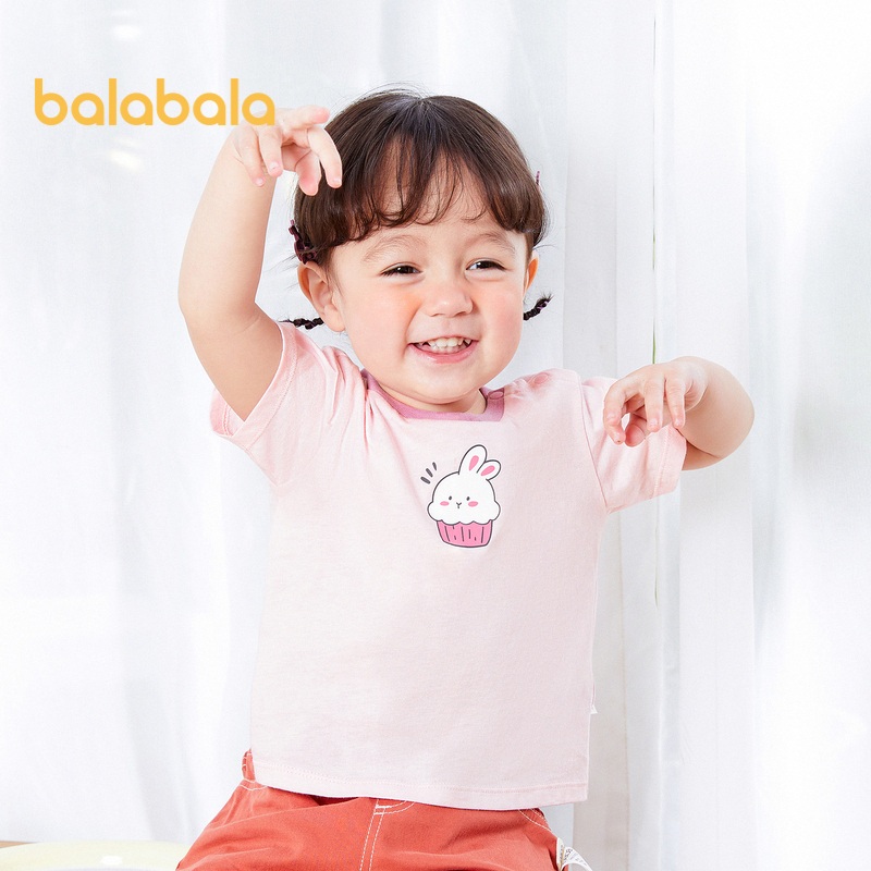 Balabala เสื้อยืดผ้าฝ้ายแขนสั้น สําหรับเด็กผู้หญิงและเด็กผู้ชาย 2024