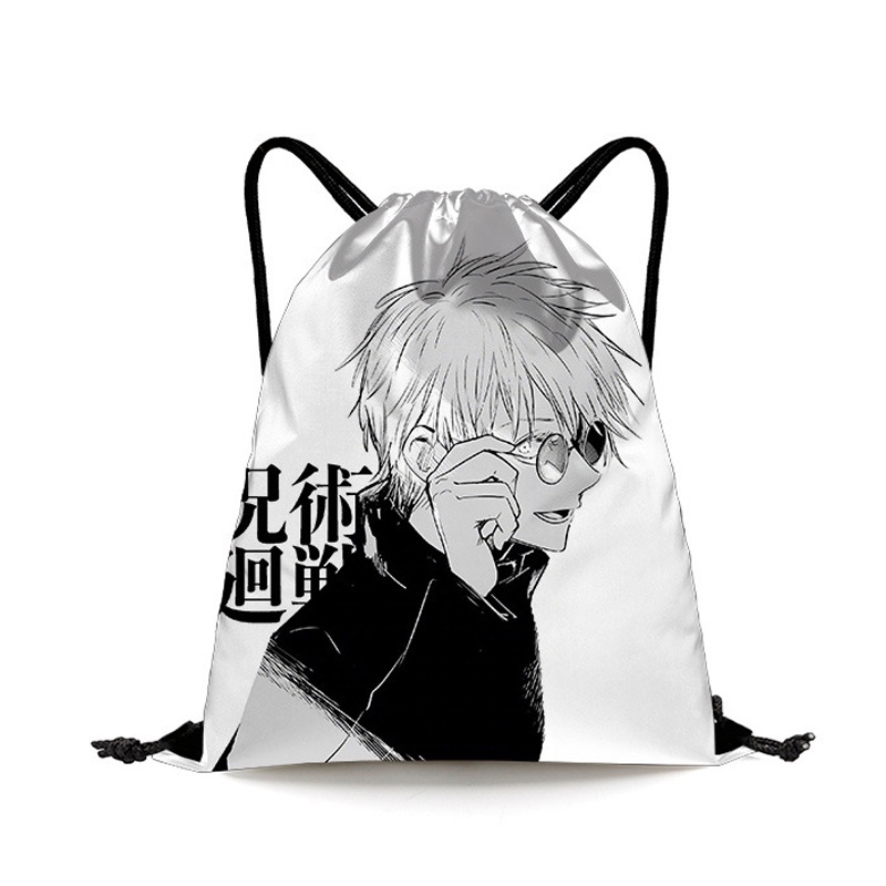 อะนิเมะ Jujutsu Kaisen กระเป๋าช้อปปิ้ง Gojo Satoru กระเป๋าหูรูดอะนิเมะสลิงกระเป๋าเป้สะพายหลัง