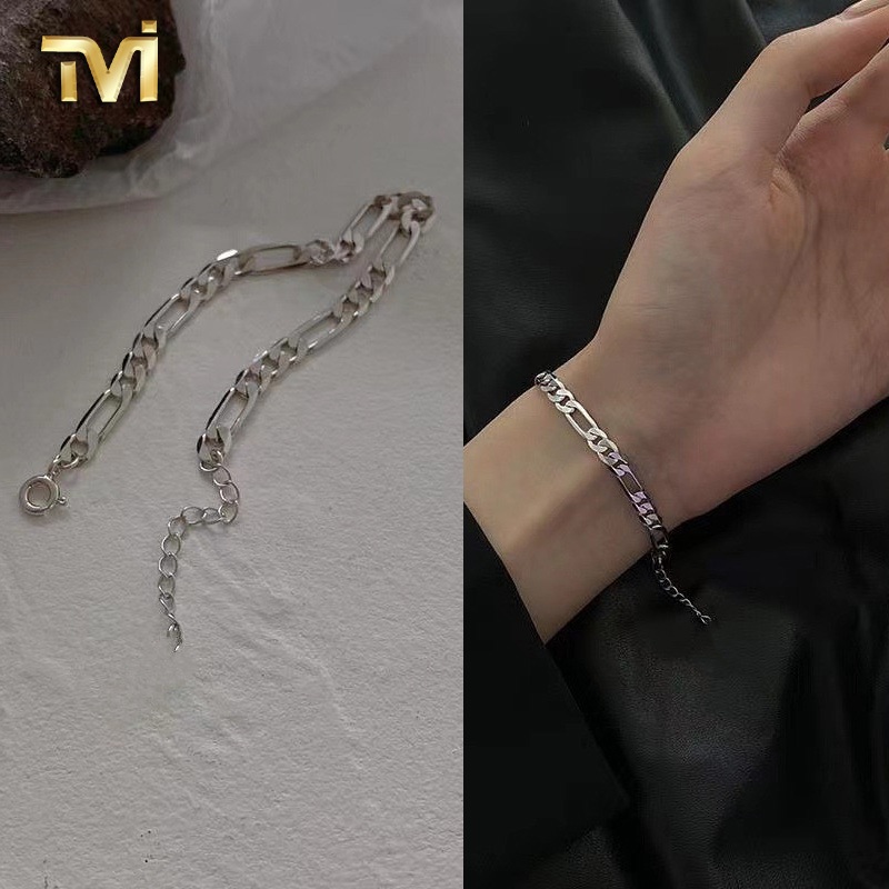 IMI สร้อยข้อมือเงินคิวบา เรียบง่าย สไตล์ฮิปฮอป เครื่องประดับ สําหรับผู้ชาย
