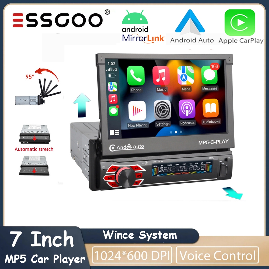 ESSGOO Carplay wireless monitor, 7 inch screen, Bluetooth MP5, portable for cars