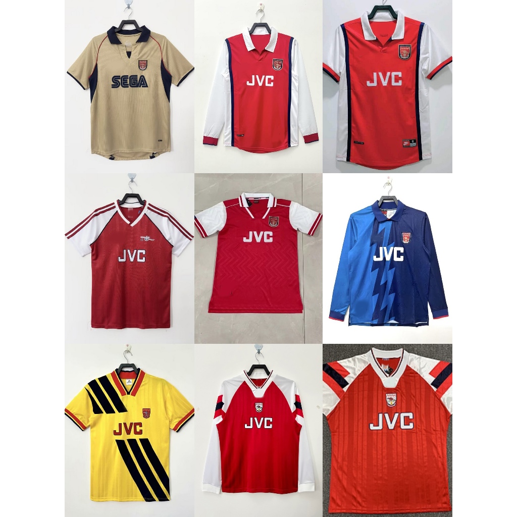 ย้อนยุค!!เสื้อกีฬาแขนสั้น ลายทีมชาติฟุตบอล Arsenal 1992 1994 1995 1996 1998 1999 2001 ชุดเยือน สไตล์