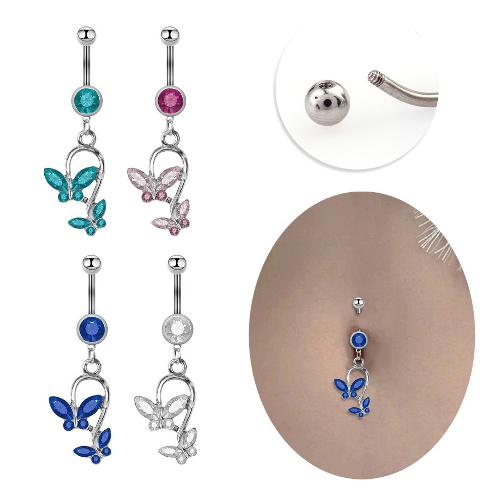 （คลังสินค้าไทย）เครื่องประดับ จิวสะดือ ริบบิ้นโบว์ สเตนเลส ประดับกลิตเตอร์ พลอยเทียม หวานแหวว 1 ชิ้นฤดูร้อนสงกรานต์ - รูปที่ 5