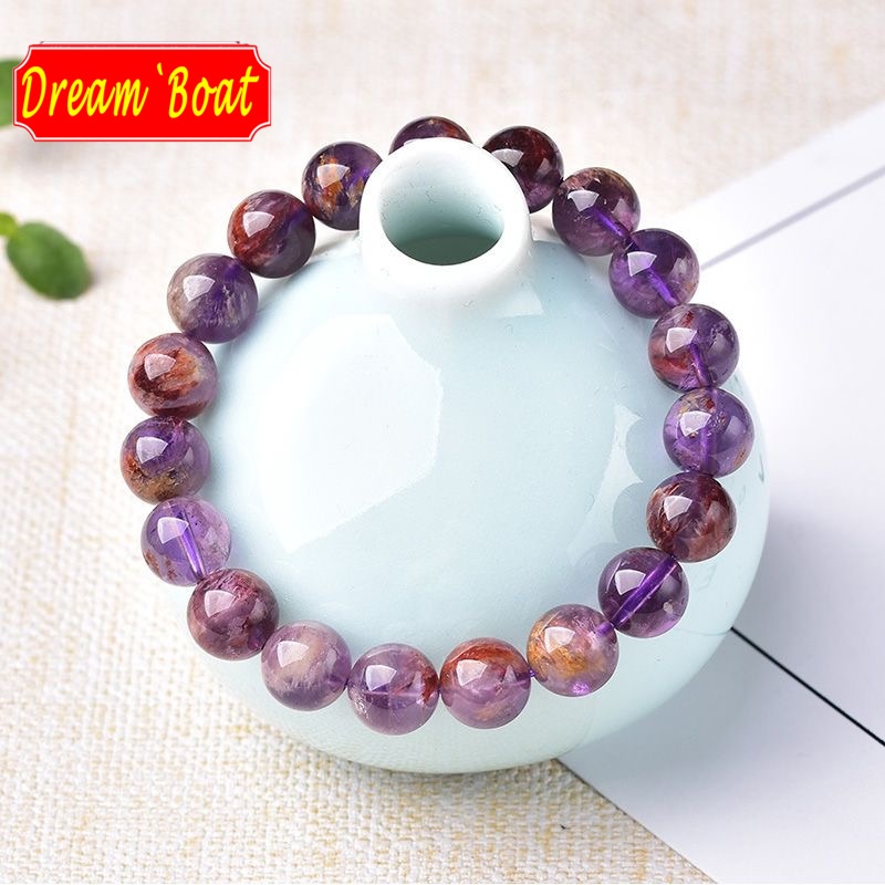 Purple Phantom Natural Crystal Bracelet สร้อยข้อมือคริสตัลธรรมชาติ,ลูกปัดคริสตัล,ผู้หญิง/ผู้ชายข้อมือ,สร้อยอัญมณี,สร้อยข้อมือฮวงจุ้ย,หินธรรมชาติ,เครื่องประดับแฟชั่นและหรูหรา