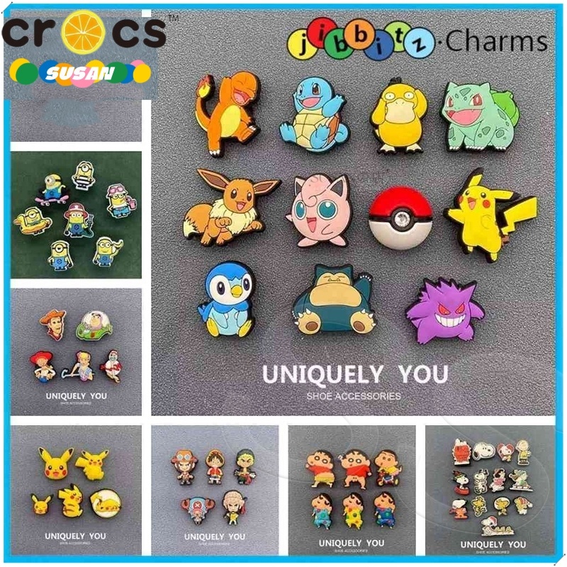 Crocs Jibbitz การ์ตูนน่ารักรูปแบบรองเท้าตกแต่ง Pikachu Series DIY รองเท้าหัวเข็มขัดอุปกรณ์ตกแต่ง