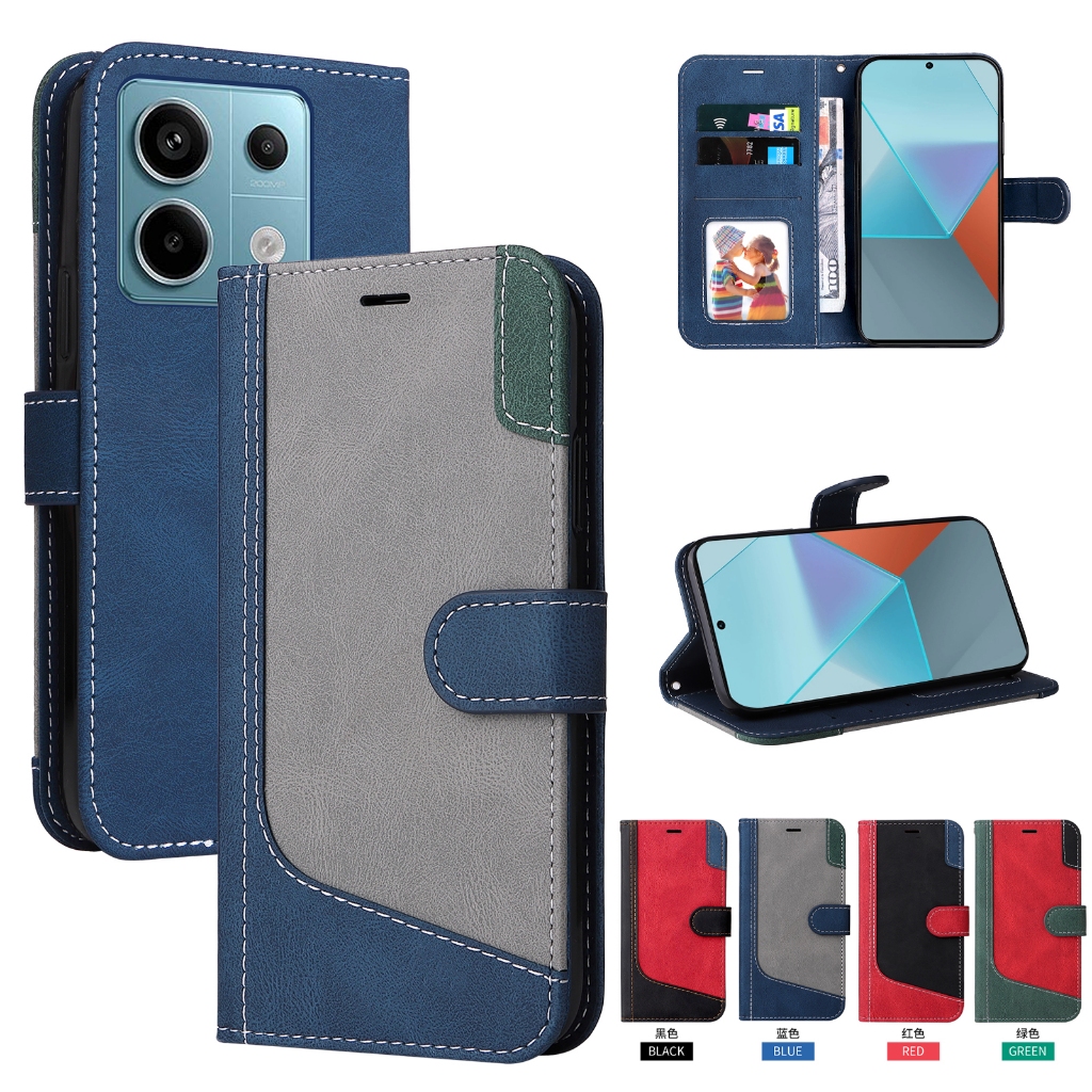 ปลอกสําหรับ Xiaomi Poco C65 M6 X6 Redmi A3 หมายเหตุ 13 Pro 4G Frosted Flip Stand Card Slot เคสโทรศัพ