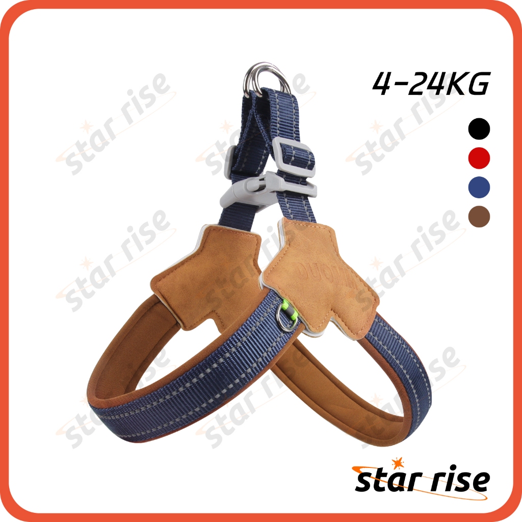 【STAR RISE】4~24KG สายรัดหน้าอกสุนัขสัตว์เลี้ยงขนาดกลางและขนาดเล็กเป็นภาพสะท้อนคืนที่เย็นและระบายอากาศได้เพื่อป้องกันความก้าวหน้า